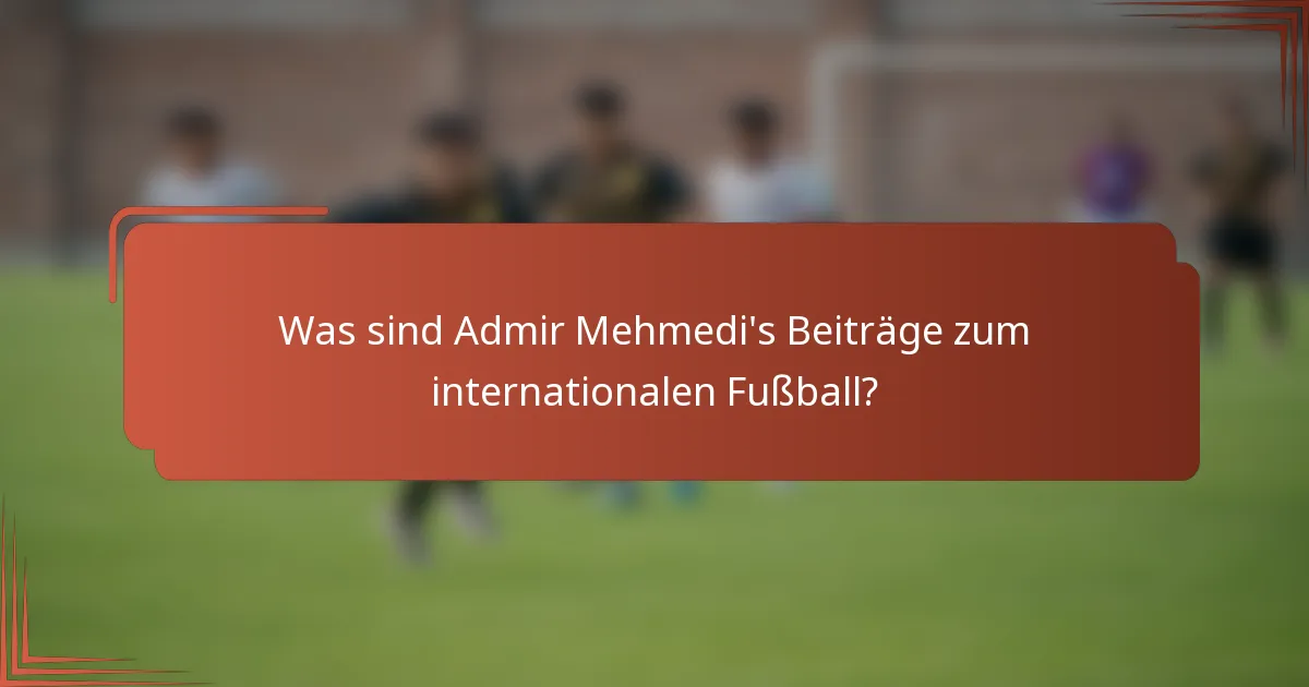 Was sind Admir Mehmedi's Beiträge zum internationalen Fußball?