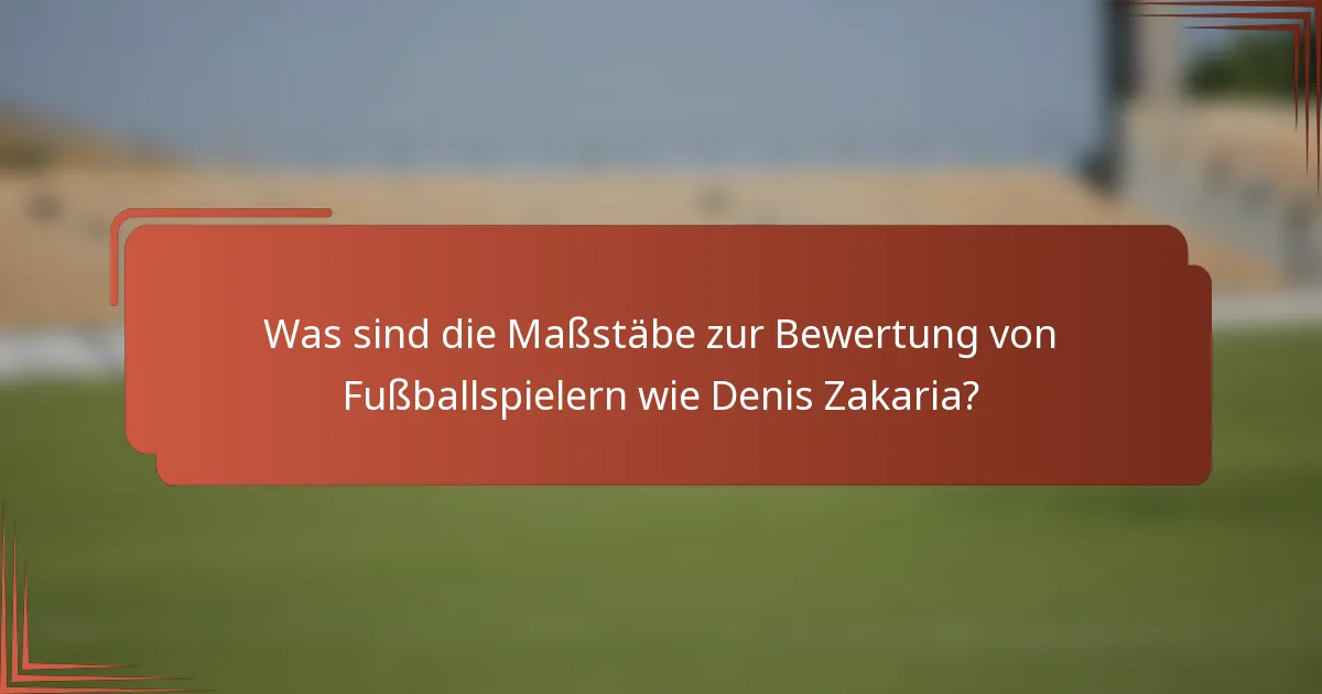 Was sind die Maßstäbe zur Bewertung von Fußballspielern wie Denis Zakaria?