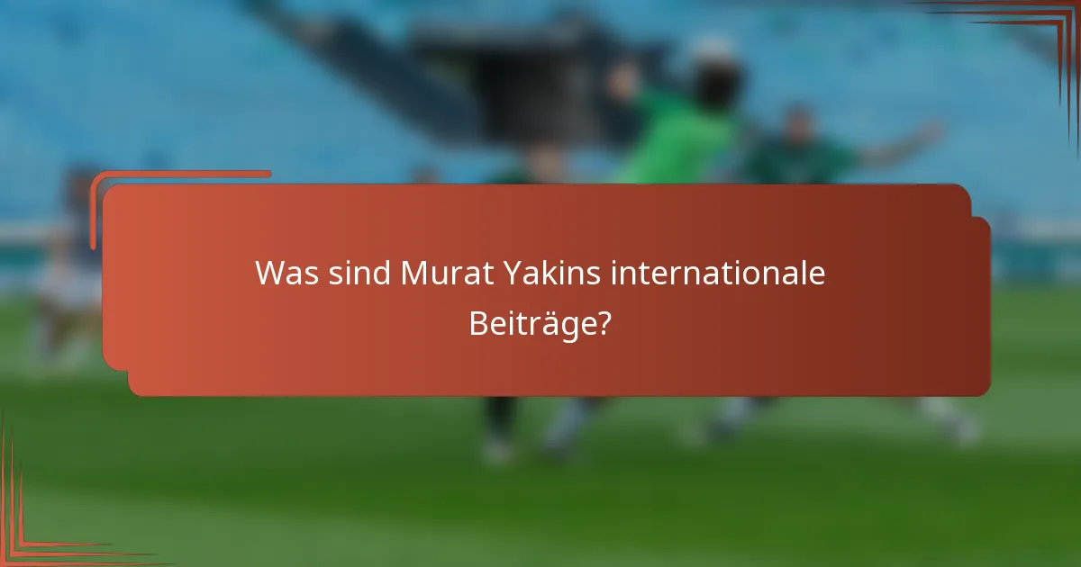 Was sind Murat Yakins internationale Beiträge?