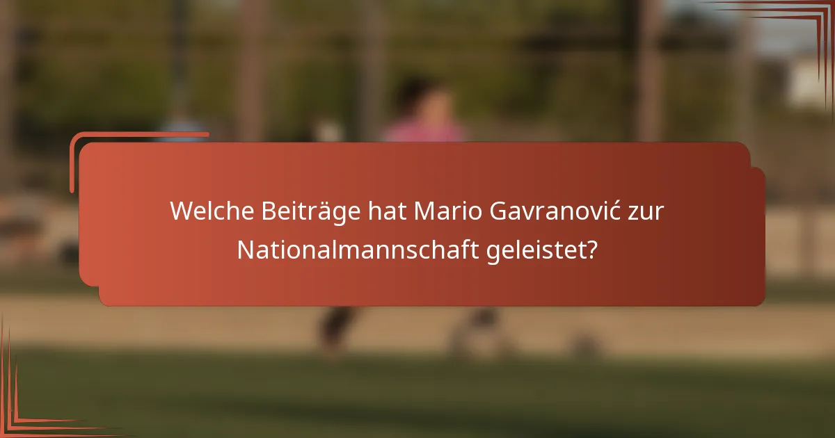 Welche Beiträge hat Mario Gavranović zur Nationalmannschaft geleistet?