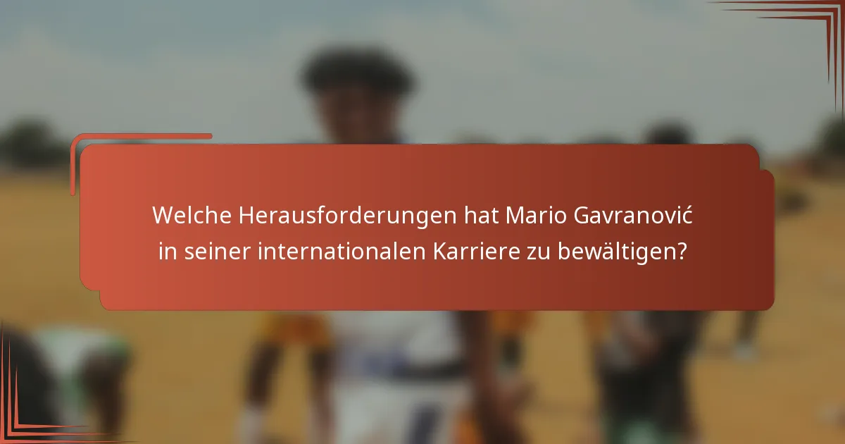 Welche Herausforderungen hat Mario Gavranović in seiner internationalen Karriere zu bewältigen?