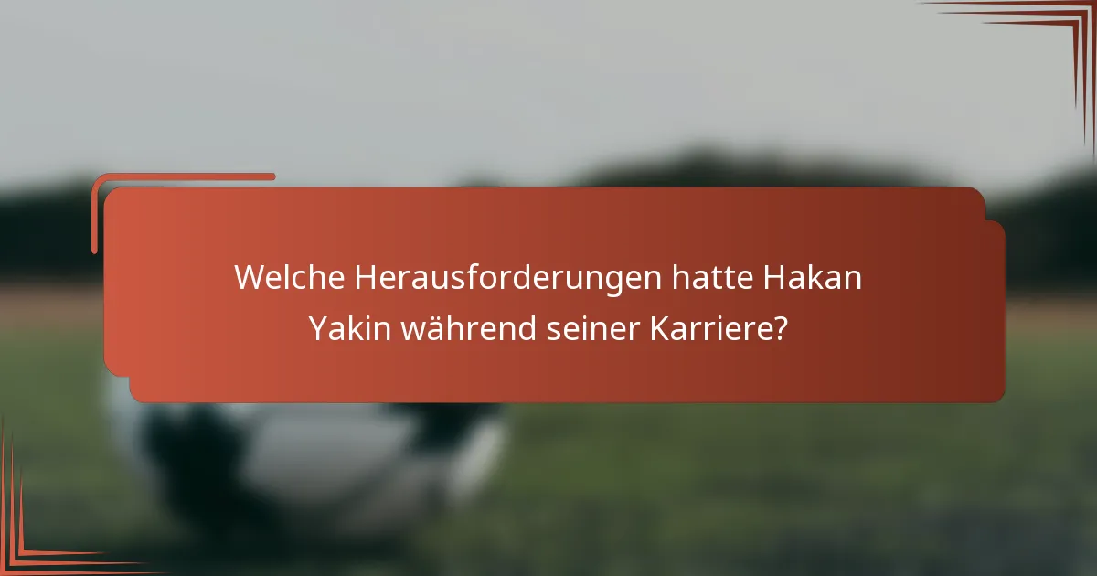 Welche Herausforderungen hatte Hakan Yakin während seiner Karriere?