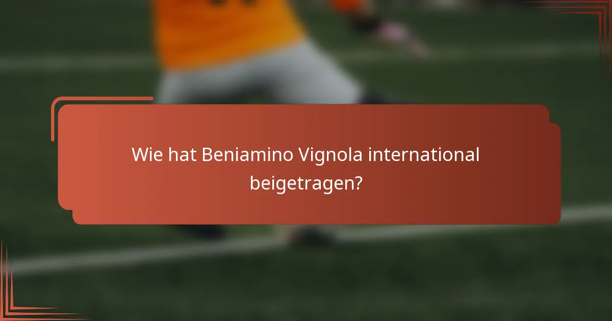 Wie hat Beniamino Vignola international beigetragen?