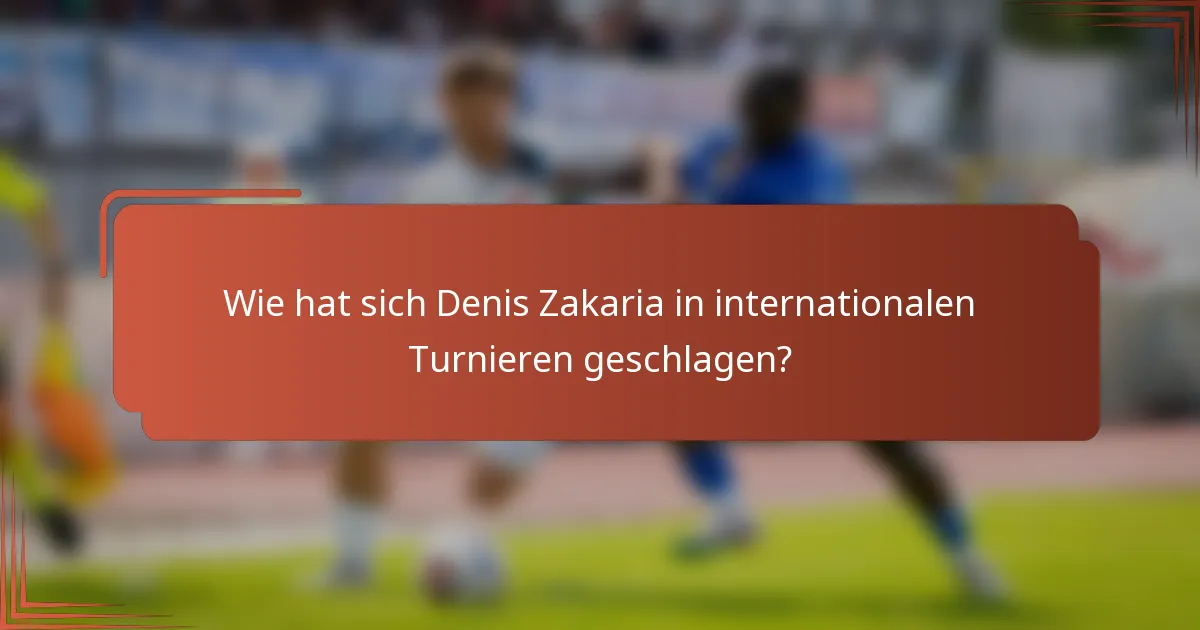 Wie hat sich Denis Zakaria in internationalen Turnieren geschlagen?